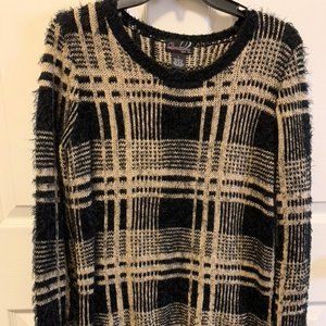 Questions Black + Tan Eyelash Sweater Size Large